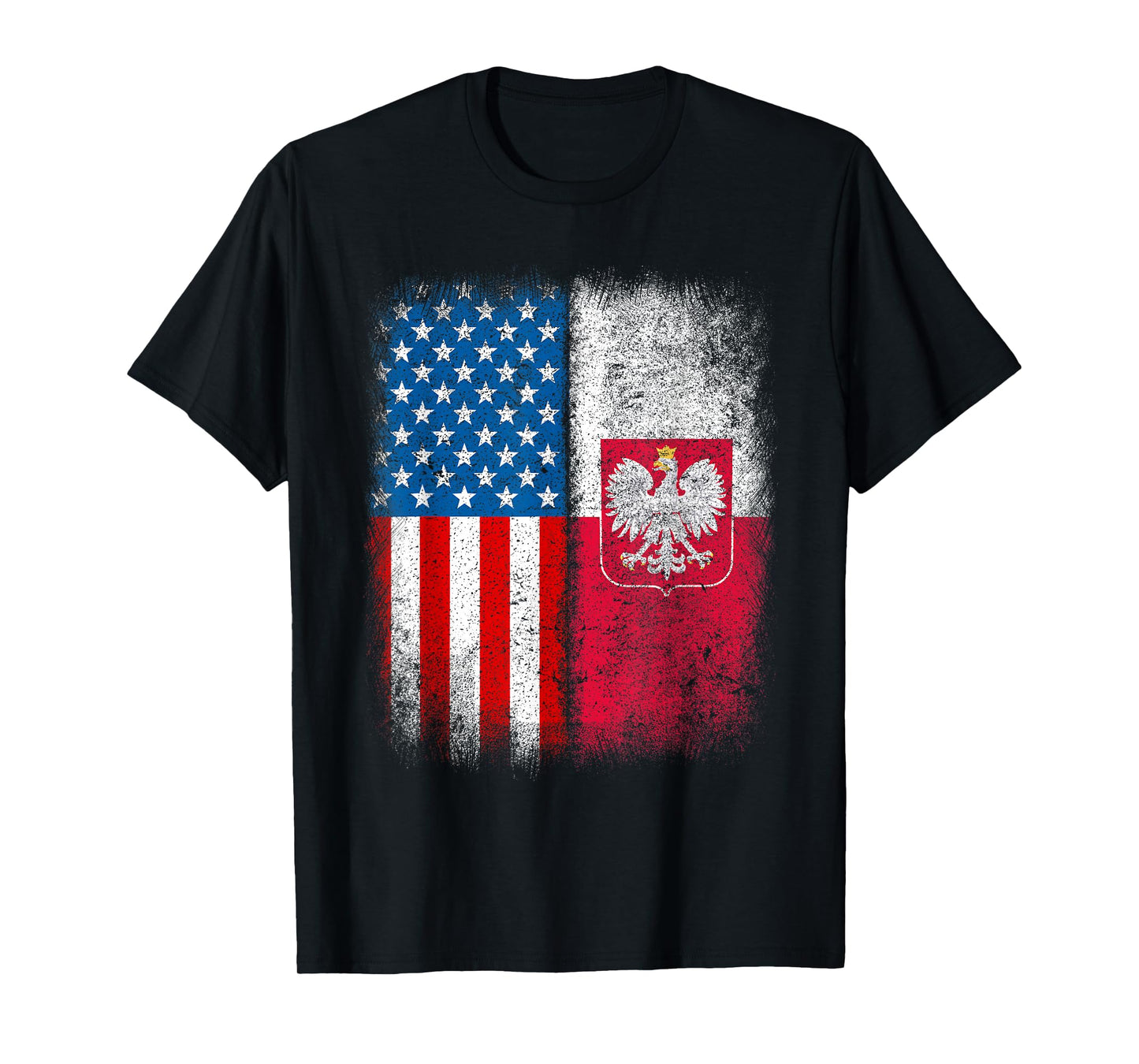 Polish American Flag Half Poland USA Us Polska Eagle Emblem T-Shirt