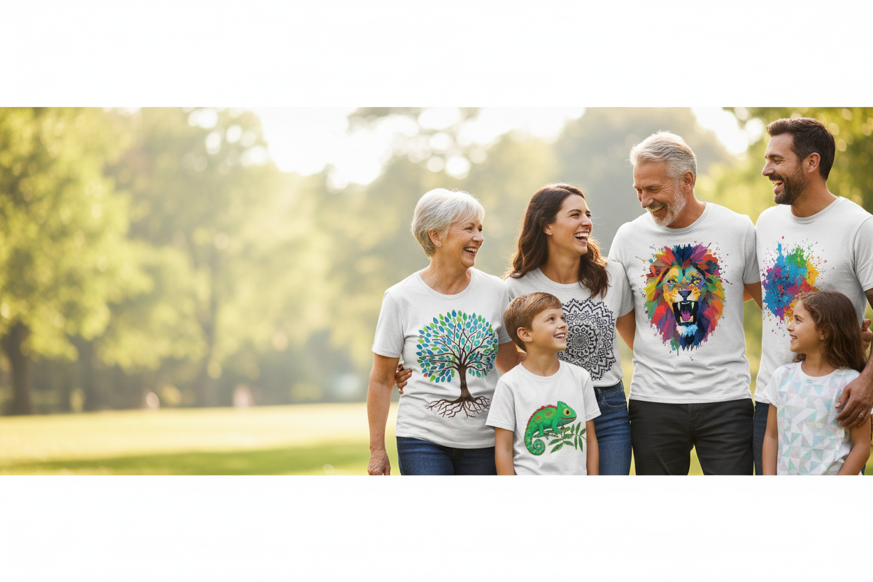 Nhiều nhân vật quá, khoảng 6 người thôi, t shirt chỉ in phía trước của áo, không in full